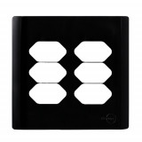 Placa p/ 6 Tomadas 4X4 - Novara Preto Brilhante 